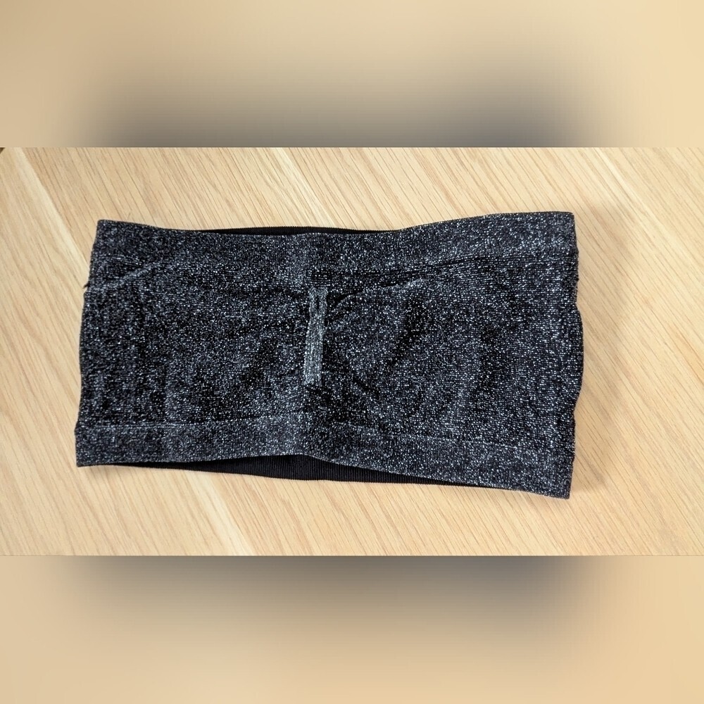 XOXO (Size Large) Black Glitter Sparkle Sequins Elastic Stretch Bandeau